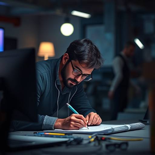A designer working on a digital art piece
