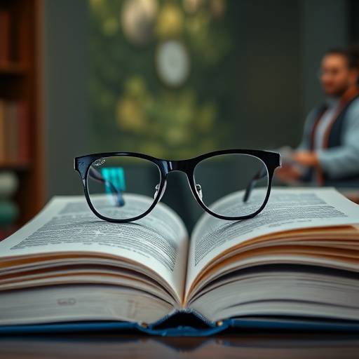 An open book with reading glasses on it, showcasing a dedication to learning.