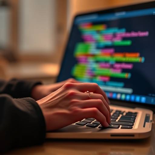 Close-up of a person coding on a laptop
