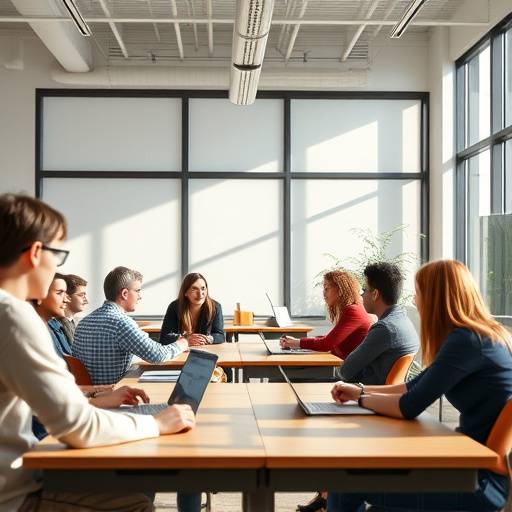 Students collaborating in a modern classroom